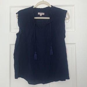 NWT! Nanette Lepore cute peasant light weight blouse in versatile navy!